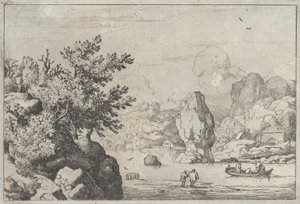Klippen i midten af floden, 1600-tallet., 1600-tallet. af Allart van Everdingen