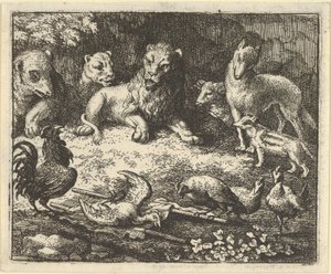 Hanen anklager Renard for at myrde sin kylling, 1650-75. af Allart van Everdingen