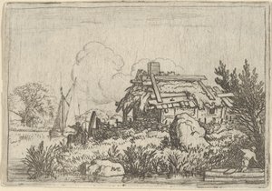 Det ødelagte sommerhus, omgivet af vand, 1600-tallet. af Allart van Everdingen