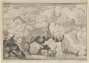 Skiffen nær den gennemborede klippe, 1600-tallet. af Allart van Everdingen