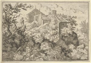 De tre hytter på bakken, 1600-tallet. af Allart van Everdingen