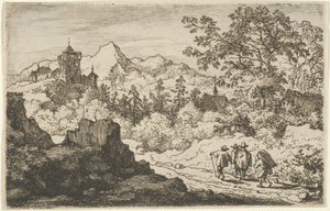 De tre mænd og portneren, 1600-tallet. af Allart van Everdingen