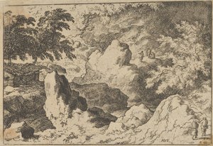 De tre mænd på klippen, 1600-tallet. af Allart van Everdingen