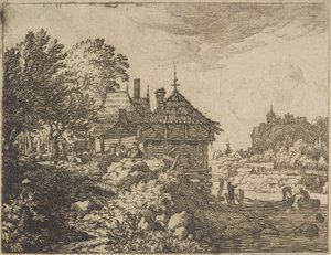 De to både nærmer sig en hytte, 1600-tallet. af Allart van Everdingen