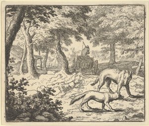Ulven anklager Renard for at spise den fisk, han stjal, 1650-75. af Allart van Everdingen