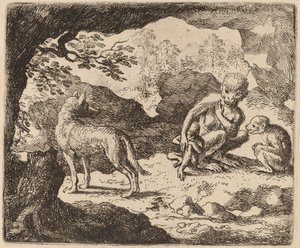 Ulven og aberne, sandsynligvis ca. 16451656. af Allart van Everdingen