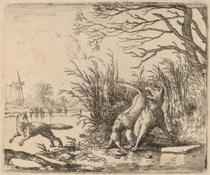Ulvene på isen, sandsynligvis ca. 16451656. af Allart van Everdingen