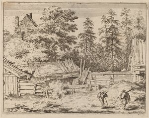 Tre hytter, sandsynligvis ca. 16451656. af Allart van Everdingen