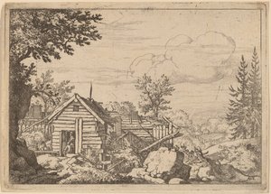 To mænd i døren til en hytte, sandsynligvis ca. 16451656. af Allart van Everdingen