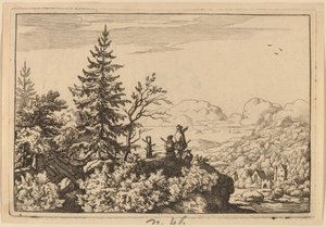 To mænd på en bakke, sandsynligvis ca. 16451656. af Allart van Everdingen