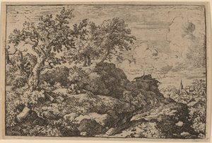 To bønder siddende på en bakke, sandsynligvis ca. 16451656. af Allart van Everdingen