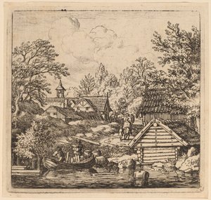 Lossning af en pram, sandsynligvis ca. 16451656. af Allart van Everdingen