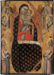 Den Majestætiske Jomfru omgivet af seks engle Altertavle af Allegretto Nuzi (1350-1375). Svag. 138 x 99 cm. Avignon, museum for det lille palads