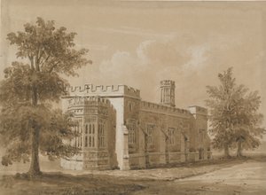 Tixall - Kapel i Tixall Hall: rød-sepia vasketegning, nd [jul 1842]