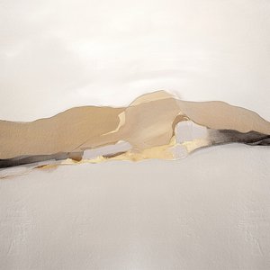 Guldfarvet abstrakt landskab af Alma