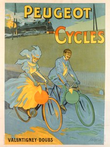 Plakat, der reklamerer for Peugeot-cykler (farve litho)