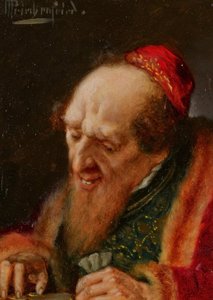 Købmand tæller penge af Alois Heinrich Priechenfried