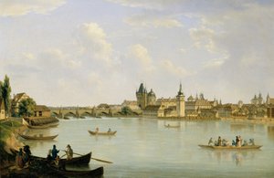 Udsigt over Prag med Moldaubroen (Charles Bridge)