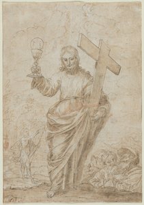 Kristus holder en kalk og et kors, 1666. af Alonso Cano