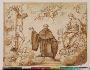 Sankt Augustin tøver mellem Kristi blod og Jomfru Marias mælk, recto, 1600-tallet