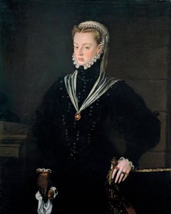 Portræt af ærkehertuginde Joanna af Østrig (1535-1573), prinsesse af Portugal - Maleri af Alonso Sanchez Coello (1531-1588), olie på lærred, ca. 1557 (116x93,5 cm) - Portræt af ærkehertuginde Joanna af Østrig (15735-15735 ), Prinsesse af Portugal, Olie på af Alonso Sánchez Coello