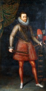 Portræt af ærkehertug Albert, stående i fuld længde med en stafet, 1593 af Alonso Sánchez Coello
