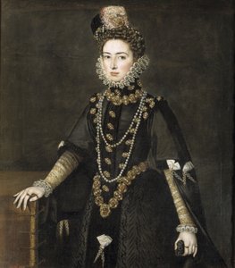 Engelsk: The Infanta Catherine Micaela of Austria Catherine Micaela af Østrig, hertuginde af Savoyen af Alonso Sánchez Coello