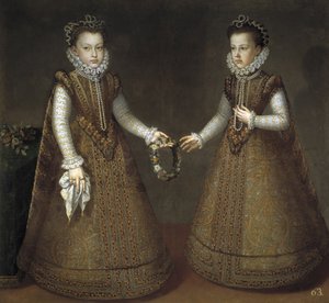 Infantas Isabel Clara Eugenia 1566-1633 og Catherine Michelle af Spanien 1567-1597, ca. 1575 af Alonso Sánchez Coello