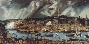 Havnen i Sevilla, ca. 1590 af Alonso attr. to Sanchez Coello