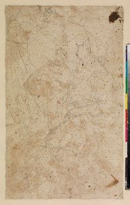 Figurstudier med en knælende kvinde i profil, verso, 1600-tallet af Alonso del Arco