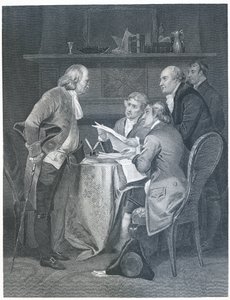 Udarbejdelse af uafhængighedserklæringen i 1776, 1859 af Alonzo Chappel