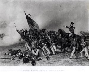 Slaget ved Chippewa, General Scott, der beordrer angrebet af McNeils bataljon, 5. juli 1814, indgraveret af Johnson, Fry und Co. (gravering) (bundw-foto) af Alonzo Chappel