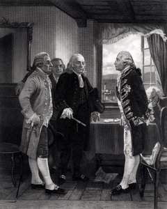 Fredskonferencen på Staten Island, interview mellem Lord Howe og Kongreskomiteen, 11. september 1776 af Alonzo Chappel
