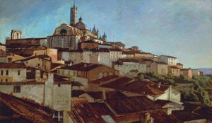 Siena, af Alfonso Hollaender (1845-1923), olie på lærred på pap, 31x51 5 cm af Alphons Hollaender