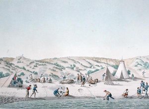 Baie des Chiens Marins, New Holland: The Camp of Uranie nær Ile Peron, fra 