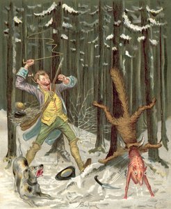 Baron Munchausens eventyr (chromolitho) af Alphonse Adolphe Bichard