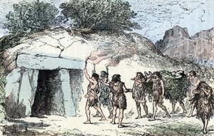 Esihistoria, neoliittinen; ceremony funebre (Esihistoria, neoliittinen: hautajaisseremonia) Kaiverrus "" Luonto ja ihminen"" by Renegade 1881 Yksityinen kokoelma