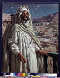 Muezzinen, et medlem af moskeen, der kalder til bøn (olie på lærred) af Alphonse Etienne Dinet