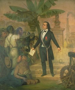 Joseph Napoleon Sebastien Sarda Garriga (1808-77) med Emancipationsdekretet om La Reunion af Alphonse Garreau
