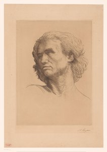 Hovedet på en mand af Alphonse Legros (signed by artist)