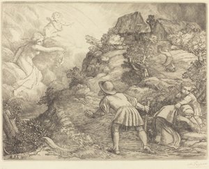 Allegori om bonden og formuen: allegorisk emne af Alphonse Legros