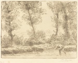 Banks of the Liane (Les bords de la Liane) af Alphonse Legros