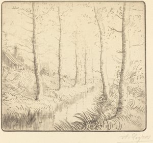 Birketræer langs vandet af Alphonse Legros