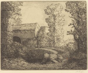 Bro ved møllen (Le pont du moulin) af Alphonse Legros