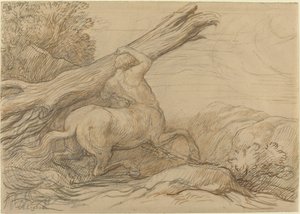 Kentaur, der bærer en træstamme. af Alphonse Legros