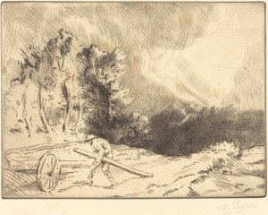 Edge of a Forest in Bourgogne (Un coin de foret en Bourgogne) af Alphonse Legros