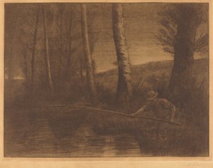 Fisker med et bøjle-net (La peche a la trouble) af Alphonse Legros