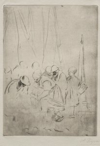 Fiskere på kajen ved Boulogne. af Alphonse Legros
