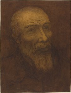 Hoved af en skaldet mand med skæg af Alphonse Legros