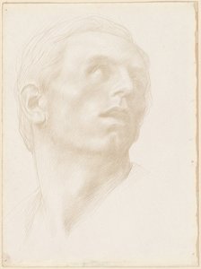 Hovedet på en mand, der ser op til højre af Alphonse Legros